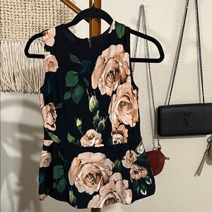 Dolce and Gabbana / 
Floral Sleeveless Top - Black and Beige